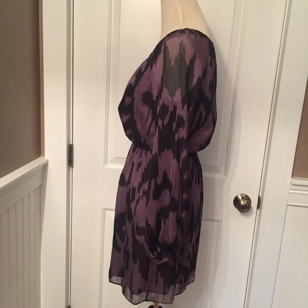 SHOSHANNA DRESS BLOUSON MINI PURPLE BLACK SILK  Size 2
